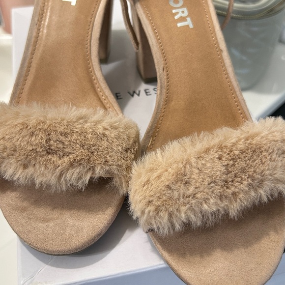 Nine West Beige Fur Accent Heels - Picture 1 of 7